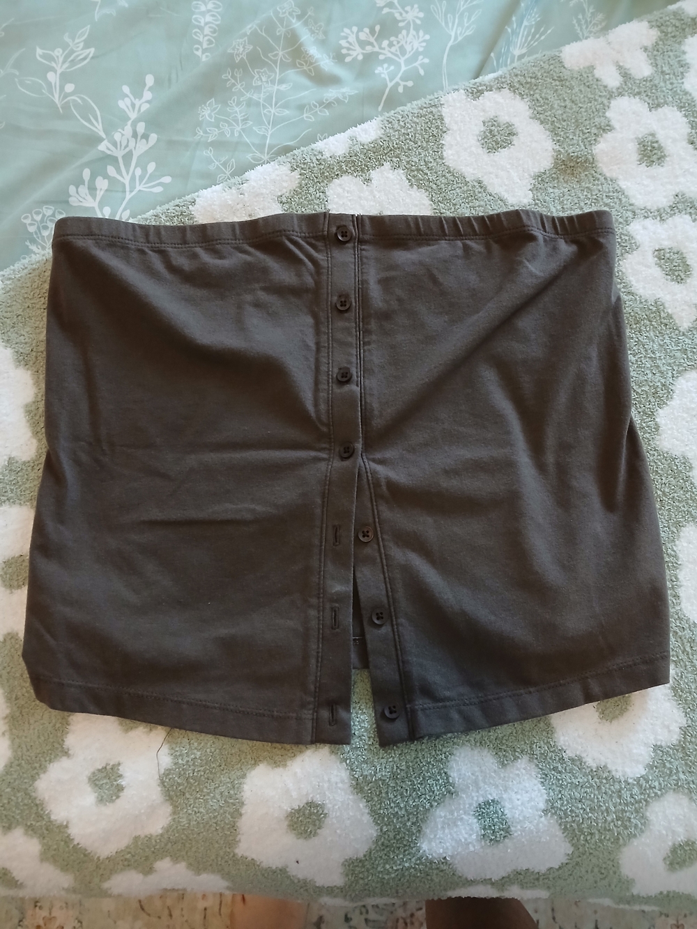 American Eagle Outfitters Brown Button-Front Crop Skirt-Style Tube Top